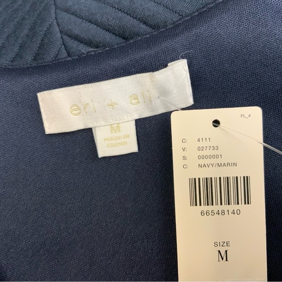 Anthropologie x Other Eri + Seamed Pullover Ali Quilted Deep Cut Top Navy/Marin. - Picture 6 of 6